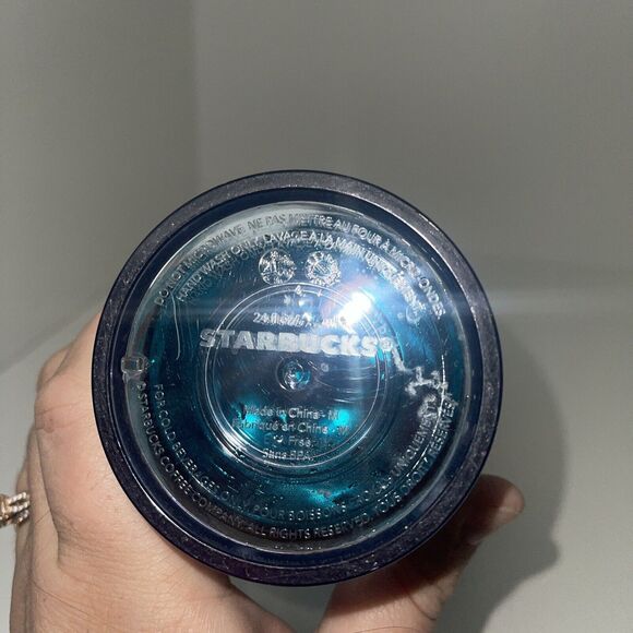 STARBUCKS 2016 Blue Tropical Hawaiian Flowers TUMBLER 24 Oz - Picture 6 of 8